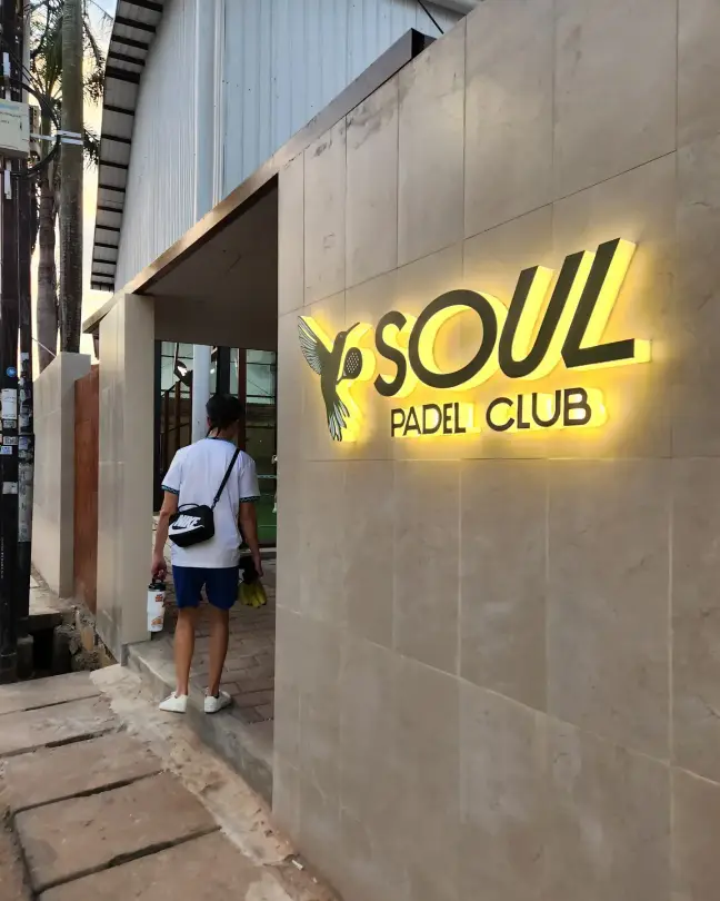 Entrance with the lit Soul sign