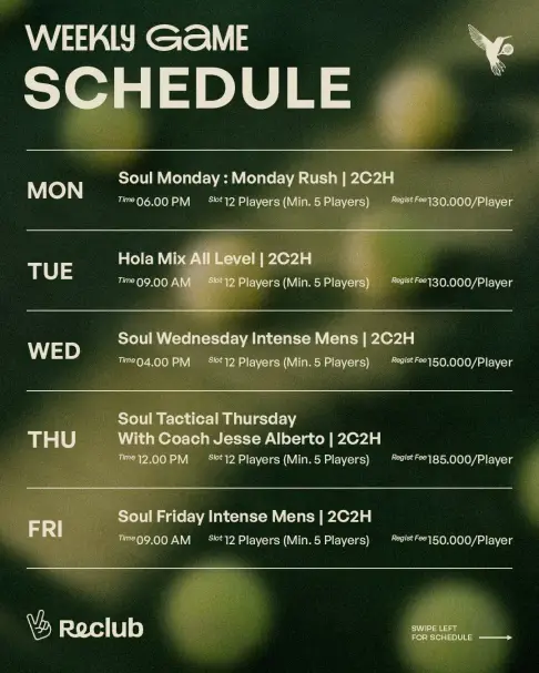 Weekly game schedule poster